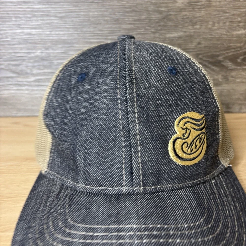 Panera Hat Cap Strap Back Blue Denim Mesh Trucker Embroidered Patch Adjustable